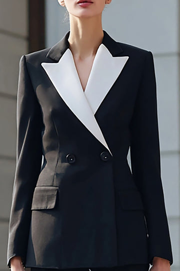 Costumes d’affaires noirs 2 pièces à revers crantés avec manches